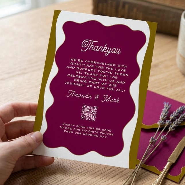 Retro Wavy Frame Whimsical Funky Classic Thank you Invitation (Creator Uploaded)