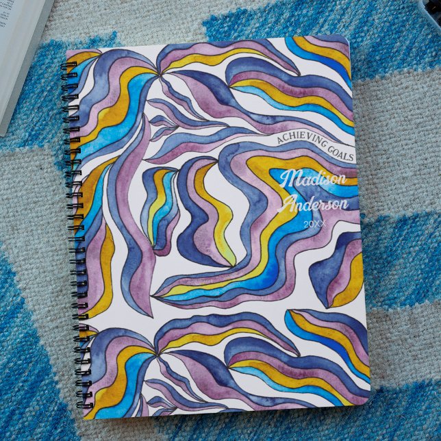 Retro Wavy Green Blue Purple Groovy Positive Planner (Creator Uploaded)