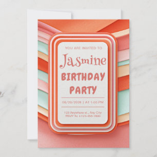 Retro Wavy Gummy Abstract Frame Birthday Invitation