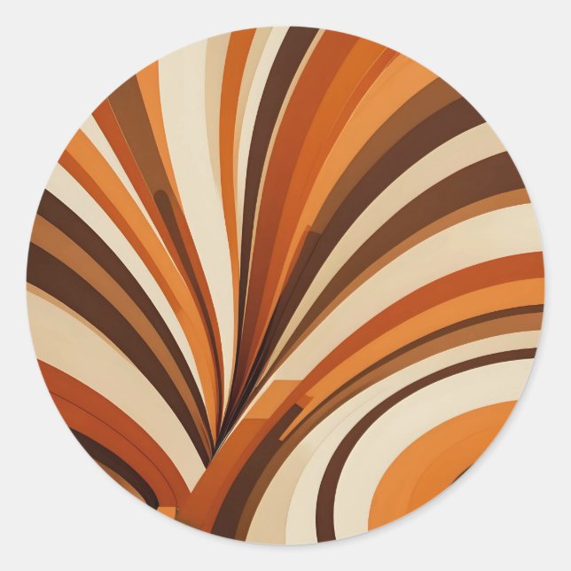 Retro Wavy Lines 70s Circle Sticker (Front)