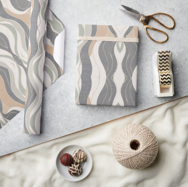 Retro Wavy Lines Abstract Wrapping Paper (Crafts)