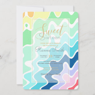 Retro Wavy Lines Pastel Rainbow Colours Pattern