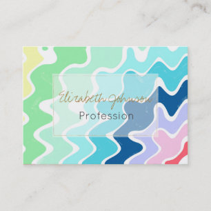 Retro Wavy Lines Pastel Rainbow Colours Pattern Business Card