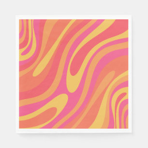 Retro Wavy Loops Trippy Colourful Abstract Pattern Napkin