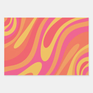 Retro Wavy Loops Trippy Colourful Abstract Pattern Wrapping Paper Sheet