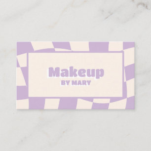 Retro Wavy Pastel Lavender Chequered Makeup Artist Business Card