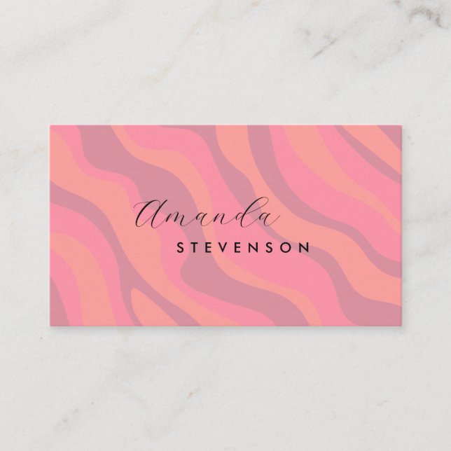 Retro wavy pattern business card (Front)