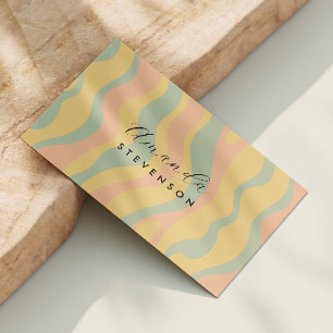 Retro wavy pattern business card
