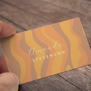 Retro wavy pattern business card
