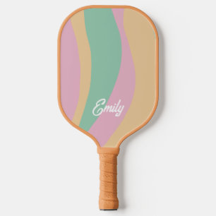 Retro Wavy Pattern Pickleball Paddle