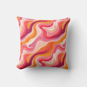 Retro Wavy Pattern Pink Abstract Cushion