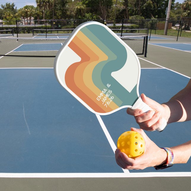 Retro Wavy Personalised Name Pickleball Paddle (Creator Uploaded)