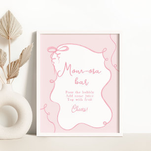 Retro wavy pink bow Mum-osa bar Poster