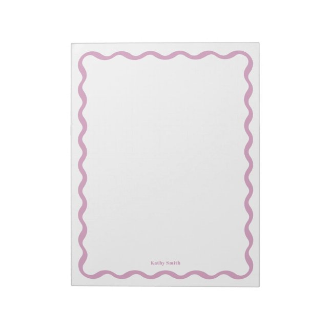Retro Wavy Pink Simple Personalised Stationery Notepad (Rotated)