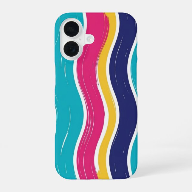 Retro Wavy Stripe Seamless Pattern iPhone 16 Case (Back)