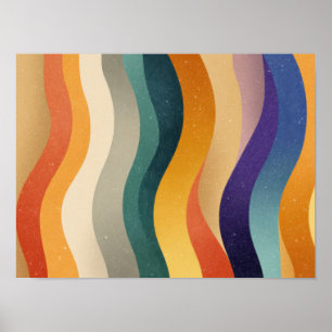 Retro Wavy Stripes Abstract Pattern Poster