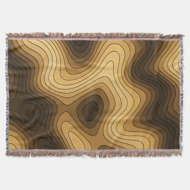 Retro Wavy Topographic Abstract Pattern Throw Blanket (Front)