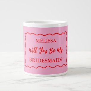Retro Wavy Will You Be My Bridesmaid Proposal 20oz Large Coffee Mug