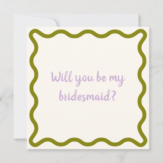 Retro Wavy "Will you be my bridesmaid?" Proposal Invitation (Front)