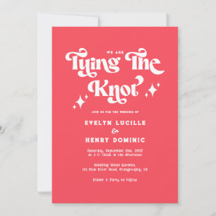 Retro We are Tying the knot Red Wedding Invitation