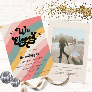 Retro We Eloped Photo Colourful Wedding Invitation