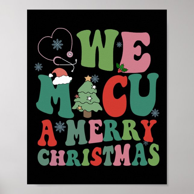 Retro we micu a merry christmas medical icu rn aid poster (Front)