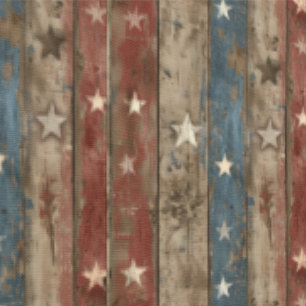 Retro Weathered Faded Stars & Stripes Wood Panel Wallpaper