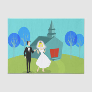 Retro Wedding Couple Tissue Paper