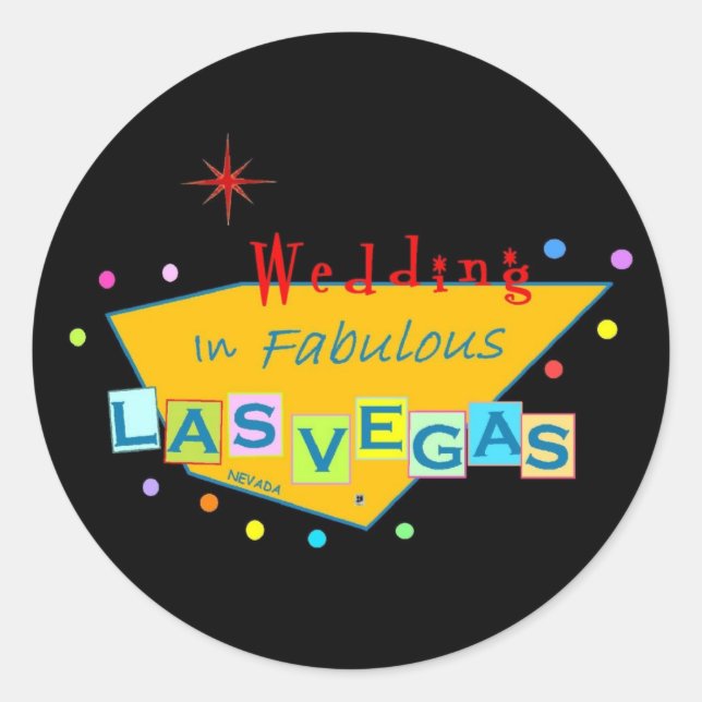 Retro Wedding In Fabulous Las Vegas Sticker (Front)