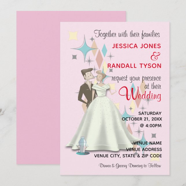 Retro Wedding Invitation Card 5"x7" (Front/Back)