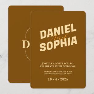 Retro wedding invitation card brown