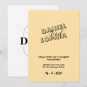Retro wedding invitation card Cream  