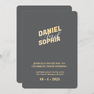 Retro wedding invitation card gray