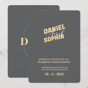 Retro wedding invitation card grey