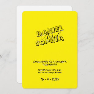 Retro wedding invitation card yellow 