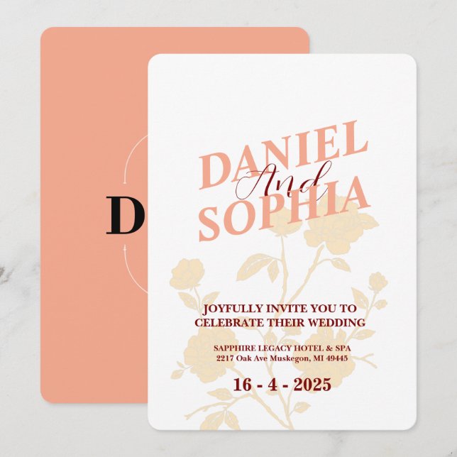 Retro wedding invitation White  (Front/Back)