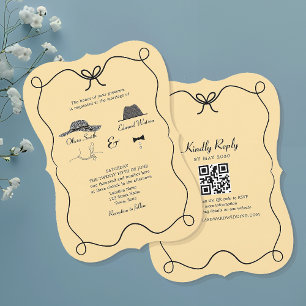 Retro Wedding Invitation with QR Code