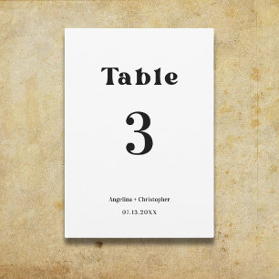 Retro Wedding Minimalist Script Table Number