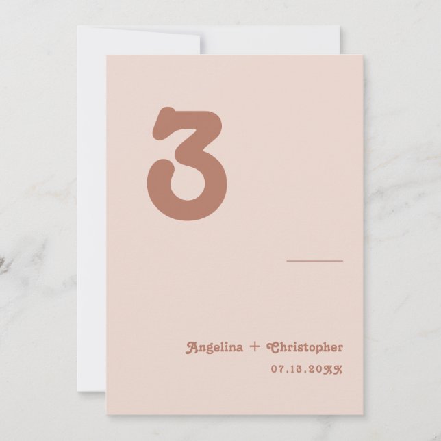 Retro Wedding Minimalist Script Table Number (Front)