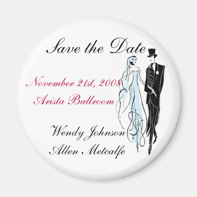 Retro Wedding, Save the Date - Customised Magnet (Front)