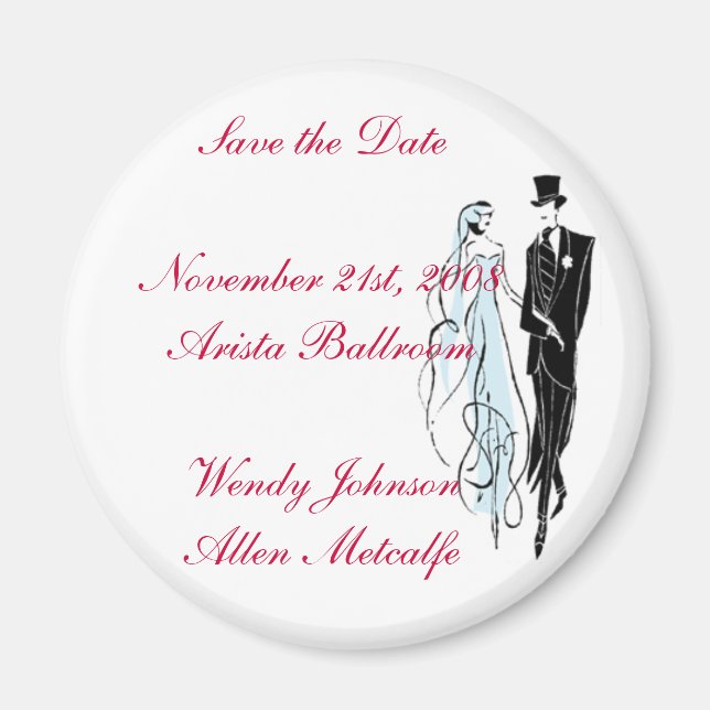 Retro Wedding, Save the Date Magnet (Front)