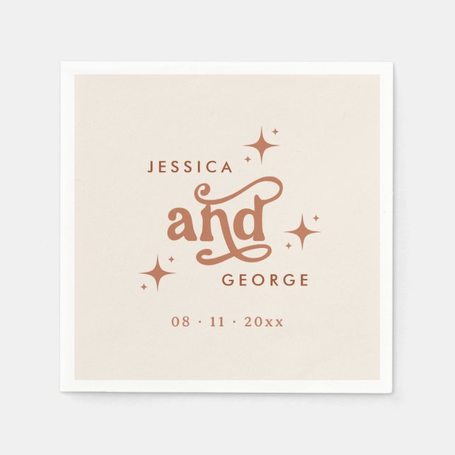 Retro Wedding, Terracotta Boho Napkin (Front)