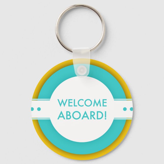 retro welcome aboard key ring (Front)