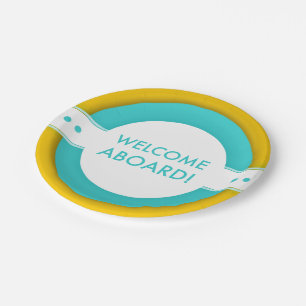 retro welcome aboard paper plate