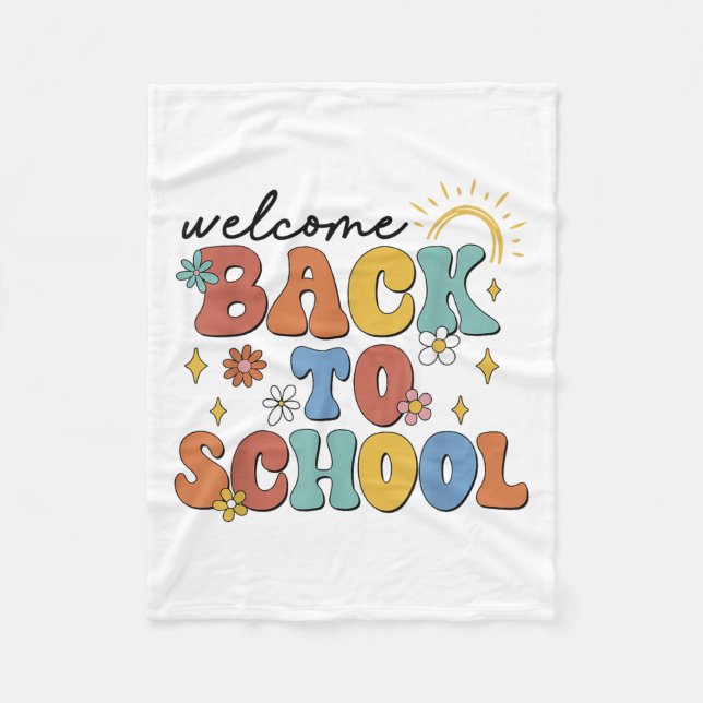 Retro Welcome Back To School Teacher Appreciation  Fleece Blanket (Front)