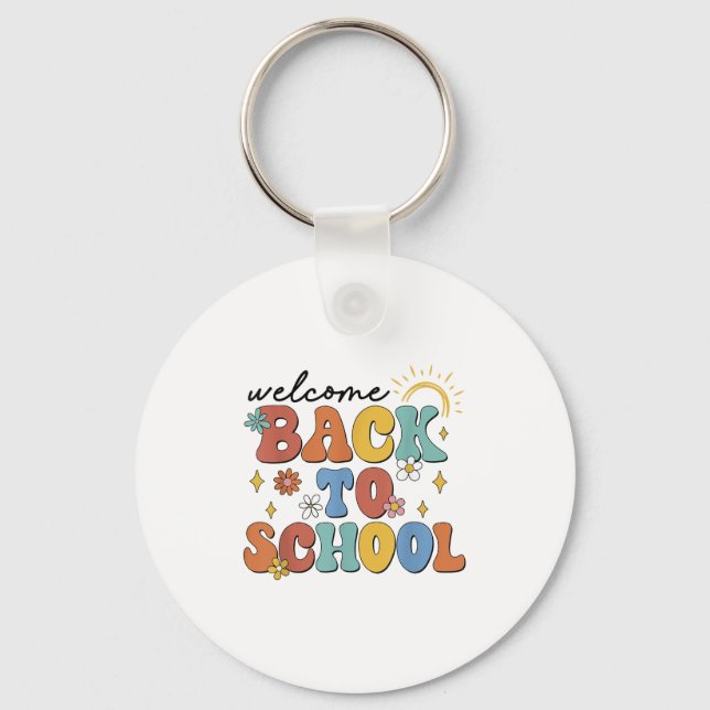 Retro Welcome Back To School Teacher Appreciation  Key Ring (Front)