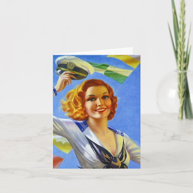 Retro Welcome Home Happy cruise travel good trip Card (Front)