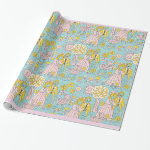 RETRO Welcome new baby girl Wrapping Paper