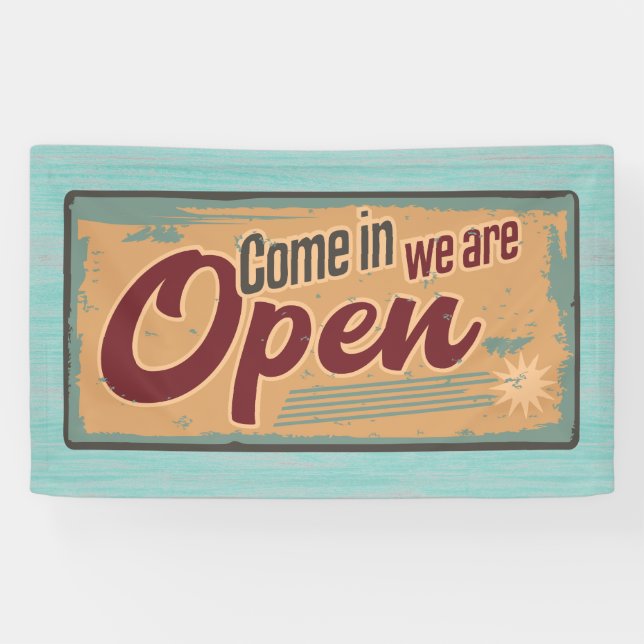 Retro Welcome Sign Open for Business (Horizontal)