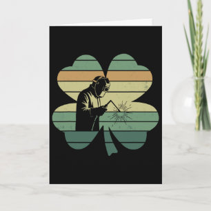 Retro Welding Welder Shamrock Patricks Day Womens Card